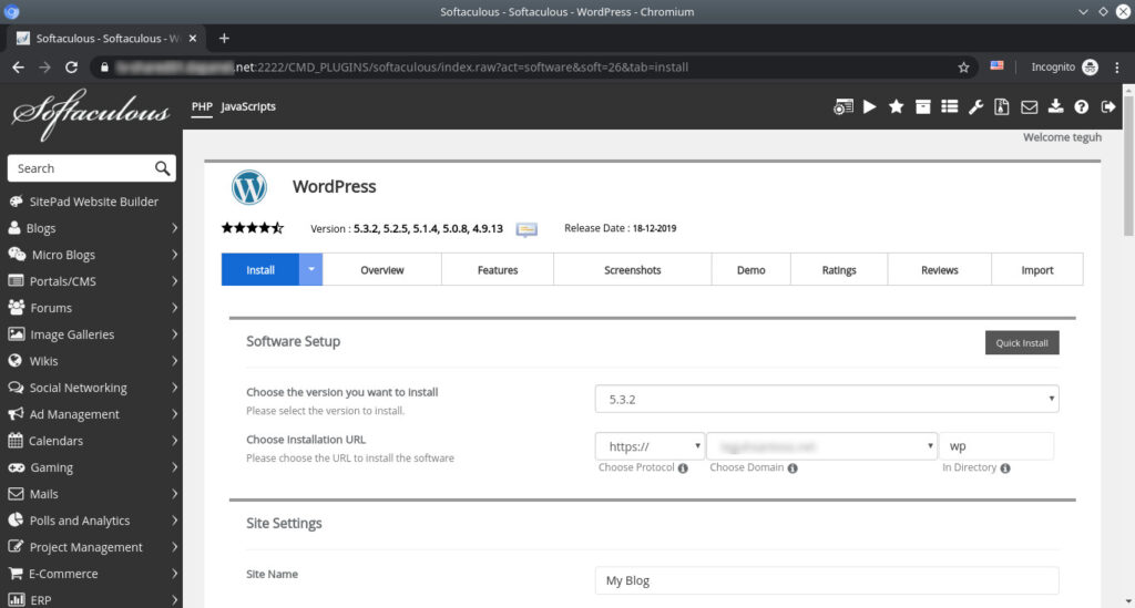 directadmin-softaculous-install-wordpress